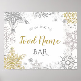 The Food Station Winter Wonderland Silver Gold Poster