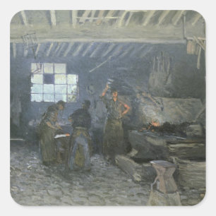 The Forge at Marly-le-Roi, Yvelines, 1875 Quadratischer Aufkleber