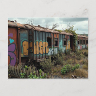 The Forgotten Railway – Abandoned Graffiti Train Postkarte