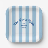 The Forty Club Blue Cabana Stripe 40th Birthday Pappteller (Vorderseite)