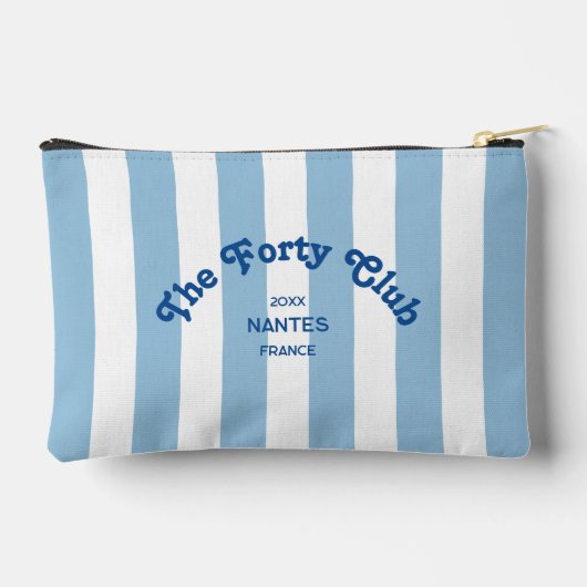 The Forty Club Blue Cabana Stripe 40th Birthday Zubehörtasche (Rückseite)
