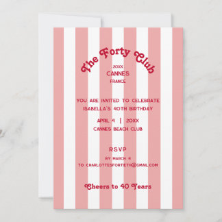 The Forty Club Gelb Pink 40. Geburtstagsfeier Einladung