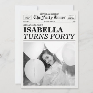 The Forty Times Newspaper 40th Birthday Party Einladung