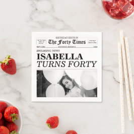 The Forty Times Newspaper 40th Birthday Serviette