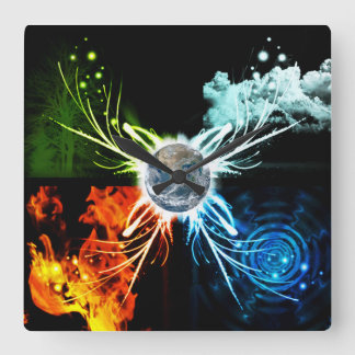 The Four Elements Quadratische Wanduhr