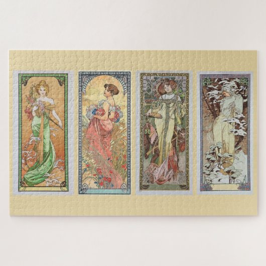 The Four Seasons 1900: Ein Jugendstil von Mucha Puzzle (Horizontal)