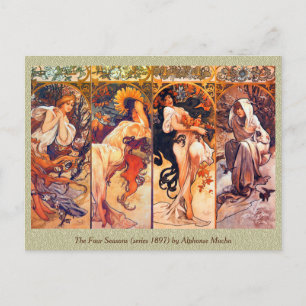 The Four Seasons (Serie 1897) von Alphonse Mucha Postkarte