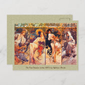 The Four Seasons (Serie 1897) von Alphonse Mucha Postkarte (Vorne/Hinten)