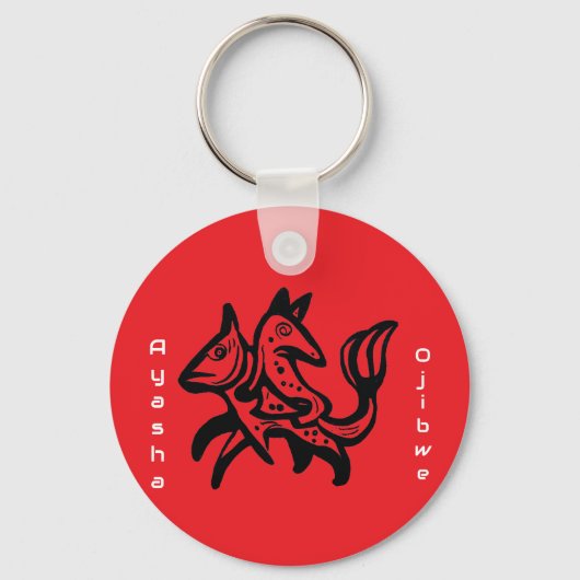 The Fox and The Trout | Native Wildlife Art Red Schlüsselanhänger (Vorderseite)