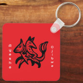 The Fox and The Trout | Native Wildlife Art Red Schlüsselanhänger (Rückseite)