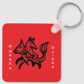 The Fox and The Trout | Native Wildlife Art Red Schlüsselanhänger (Rückseite)