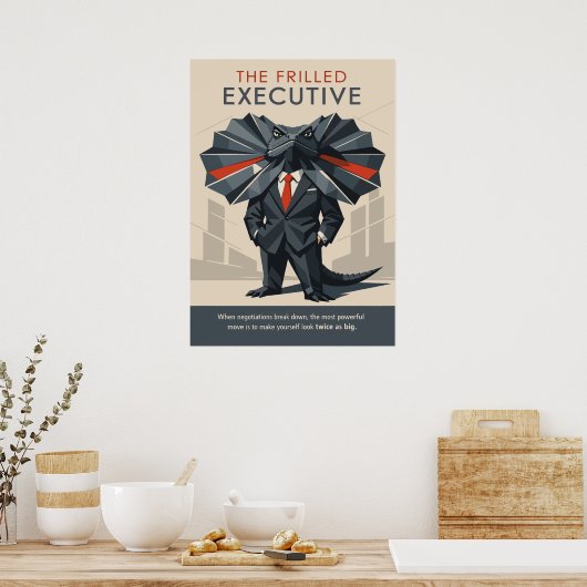 The Frilled Executive Funny Lizard Art Poster (Küche)