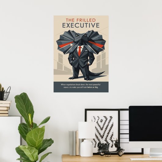 The Frilled Executive Funny Lizard Art Poster (Heimbüro)