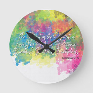 The Fruit of the Spirit - Galatians 5 Runde Wanduhr