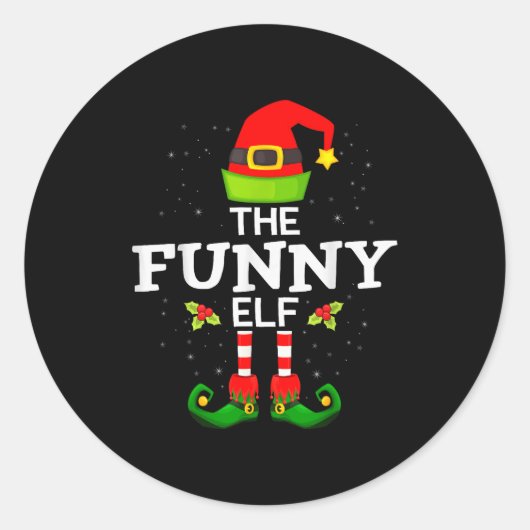 The Funny Elf Christmas Family Matching Pajama Runder Aufkleber (Vorderseite)