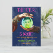 The Future Is Bright Fortune Teller Graduation Einladung (Stehend Vorderseite)