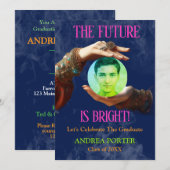 The Future Is Bright Fortune Teller Graduation Einladung (Vorne/Hinten)