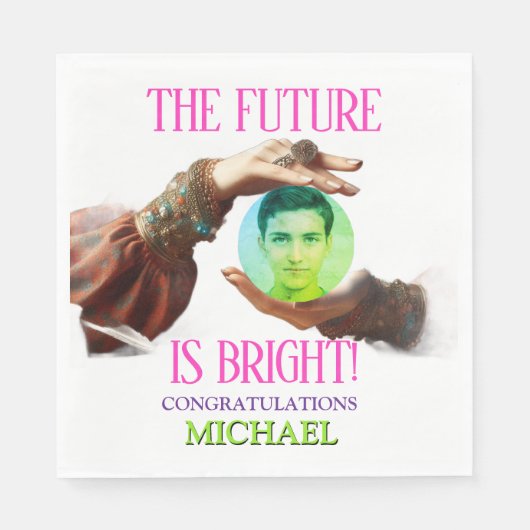 The Future Is Bright Fortune Teller Graduation Serviette (Vorderseite)