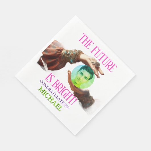 The Future Is Bright Fortune Teller Graduation Serviette (Ecke)