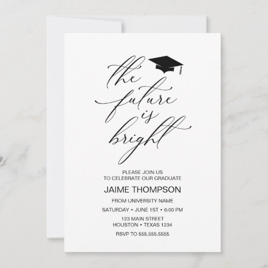 The future is bright Modern Graduation Invitation Einladung (Vorderseite)