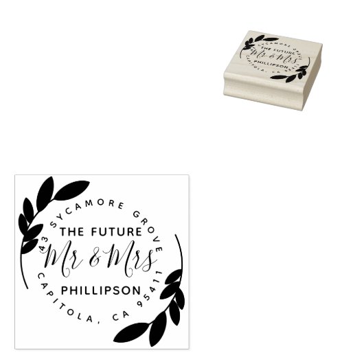 The Future Mr & Mrs Modern Wreath & Rustic Script Gummistempel (Stempel)