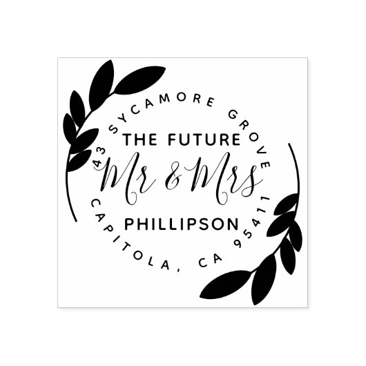 The Future Mr & Mrs Modern Wreath & Rustic Script Gummistempel (Prägung)