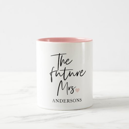The Future Mrs and Your Name Modern Beauty Zweifarbige Tasse (Mittel)