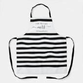 The Future Mrs Black Elegant Modern Stripes Script Schürze (Vorderseite)