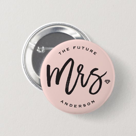 The Future Mrs Brush Script Diamond Brautparty Button (Vorne & Hinten)