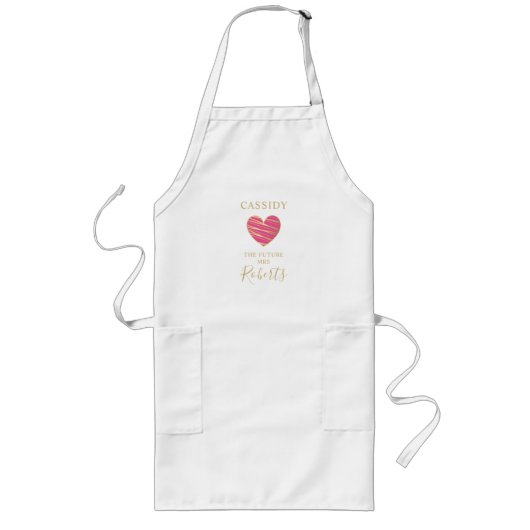 The Future MRS Quote Hot Pink & Gold Heart Effect Lange Schürze (Vorne)