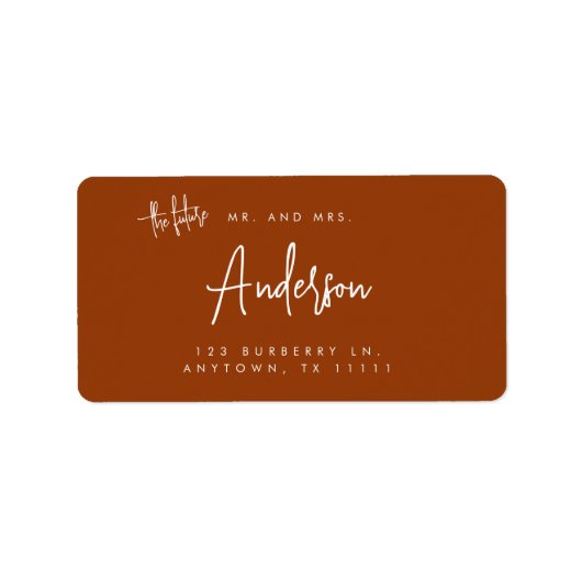 The Future Terracotta Wedding Return Address Label Adressaufkleber (Vorne)
