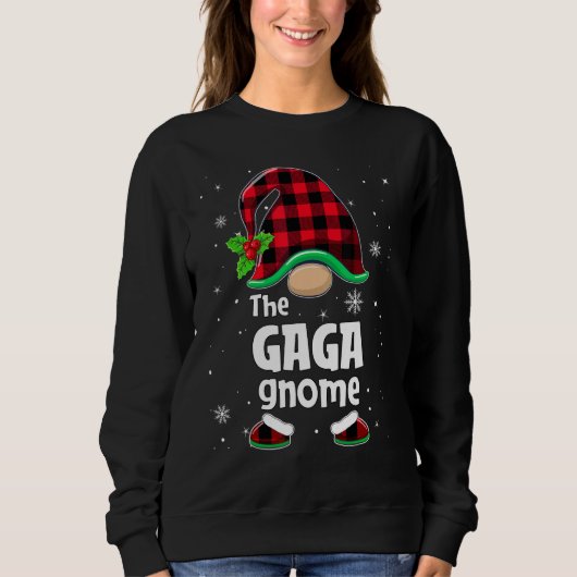 The Gaga Gnome Buffalo Plaid Christmas Matching Fa Sweatshirt (Vorderseite)