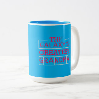 The Galaxy's Greatest Grandma Blue and Pink Typogr Zweifarbige Tasse
