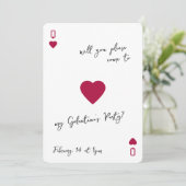 The Galentines Club Queen Of Hearts Invitation Einladung (Stehend Vorderseite)
