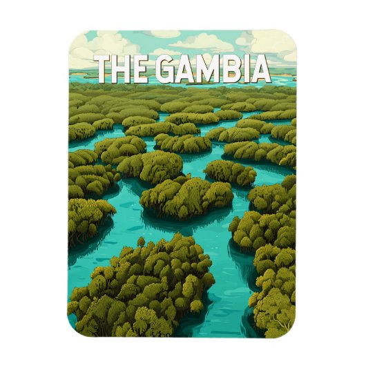 The Gambia Illustration Travel Art Vintag Magnet (Vertikal)