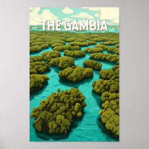 The Gambia Illustration Travel Art Vintag Poster