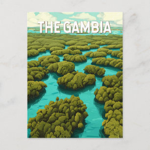 The Gambia Illustration Travel Art Vintag Postkarte