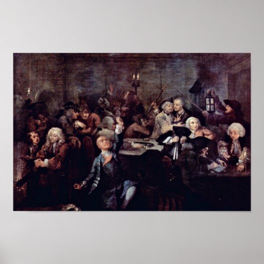 The Gambling Den " von Hogarth William Poster (Vorne)