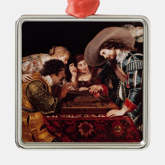 The Game von Backgammon Silbernes Ornament (Vorne)