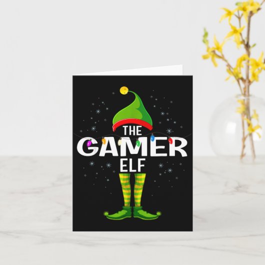 The Gamer Elf Christmas Group Family Pajama Karte (Gelbe Blume)