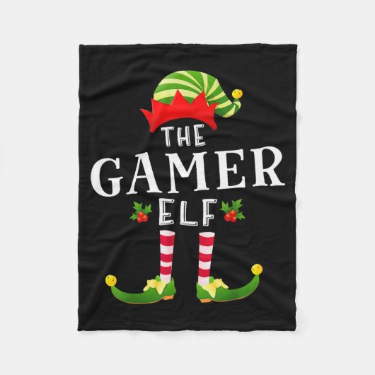 The Gamer Elf Christmas Matching Pajama Fleecedecke (Vorderseite)