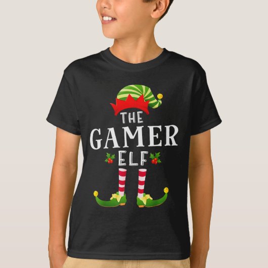 The Gamer Elf Christmas Matching Pajama  T-Shirt (Vorderseite)