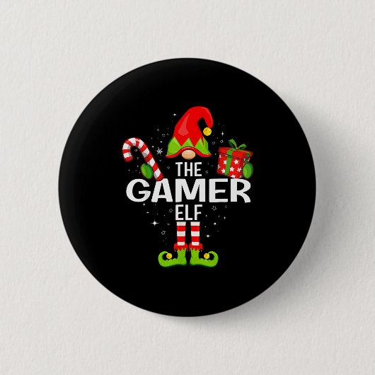 The Gamer Elf Family Christmas Pajama Xmas Button (Vorderseite)