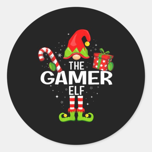 The Gamer Elf Family Christmas Pajama Xmas  Runder Aufkleber (Vorderseite)