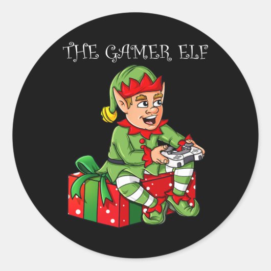 The Gamer Elf Fun Christmas Boys Kids Teens Gaming Runder Aufkleber (Vorderseite)
