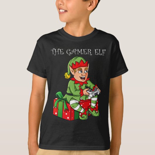 The Gamer Elf Fun Christmas Boys Kids Teens Gaming T-Shirt (Vorderseite)