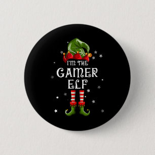 The Gamer Elf Fun Christmas Matching Family Button