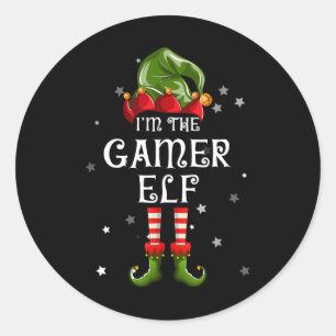 The Gamer Elf Fun Christmas Matching Family Runder Aufkleber
