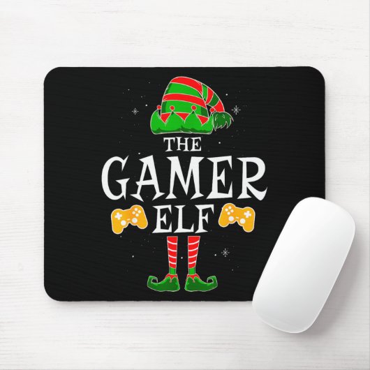 The Gamer Elf Group Matching Family Christmas Holi Mousepad (Mit Mouse)