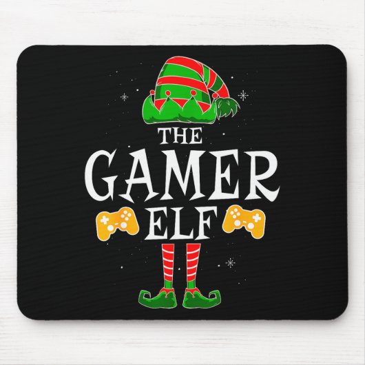The Gamer Elf Group Matching Family Christmas Holi Mousepad (Vorne)
